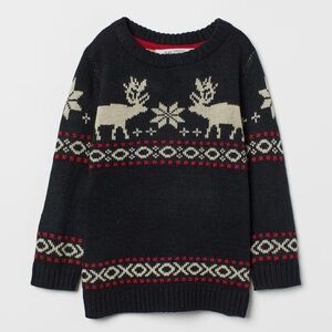 H&M Black and Cream Knit Sweater